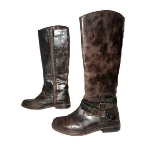 Hinge Devin Women’s Sz 6 Brown Distressed Leather Knee High Riding Boots